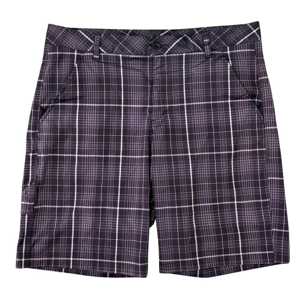 Fila Sport Golf Mens Plaid Shorts Black Grey White Size 36 Performance‎ Stretch